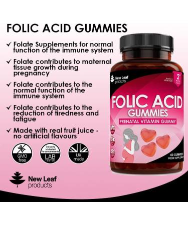 Folic Acid Pregnancy Gummies - High Strength 400mcg Vitamin B9 Prenatal Conception - Vegan Chewable Folate Vitamins with Real Fruit Juice Strawberry Flavor - Buy Online on GoSupps.com