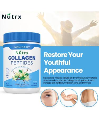 Collagen Peptides Powder Vanilla - Sugar Free Non-Dairy Collagen Protein Powder - Dissolves Easy No Clumps Collagen Powder with Vital Proteins Collagen Protein Supplements - by Nutrx - Buy Online on GoSupps.com