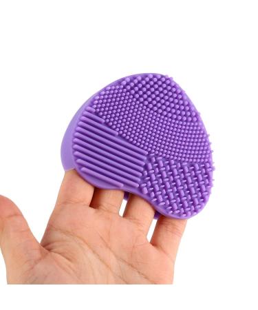 7 Colors Makeup Brush Cleaner Mat - Silicone Heart Glove Scrubber for Easy Cleaning | Purple Makeup Brush Cleaning Pad - Buy Online on GoSupps.com