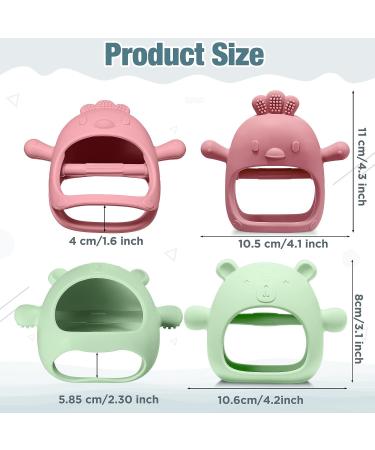 Set of 4 Woanger Baby Teething Toys in Blue, Dark Green, Yellow, and Maroon | Silicone Bear Hand Teethers for Babies over 3 Months | Anti-Dropping Wrist Mitten for Sucking Needs - Buy Online on GoSupps.com