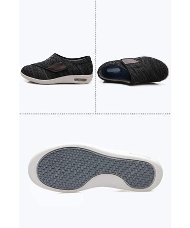 Grigobu Women's Diabetic Casual Walking Shoes - Wide Adjustable Velcro, Lightweight & Non-Slip - Black/Grey (Size 9.5-10) - Buy Online on GoSupps.com