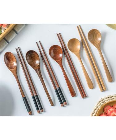 Exquisite Chopsticks Wooden Chopsticks Spoon Set Portable Chopsticks Spoon Set Japanese Style Tableware Set for Camping Picnic Office Or Home (Color : H Size : 3 pcs Set) 3 pcs set H - Buy Online on GoSupps.com