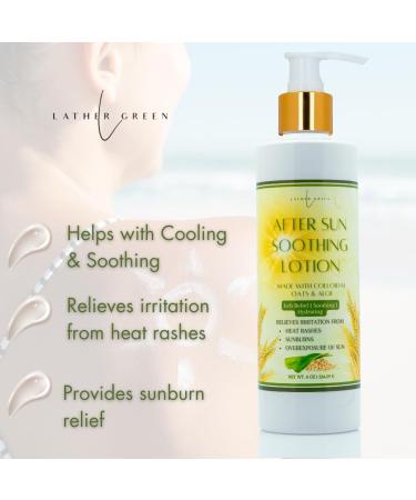 Lather Green - After Sun Soothing Natural Body Lotion with Aloe & Oats for Sunburn Relief & Hydration 6 oz - Buy Online on GoSupps.com