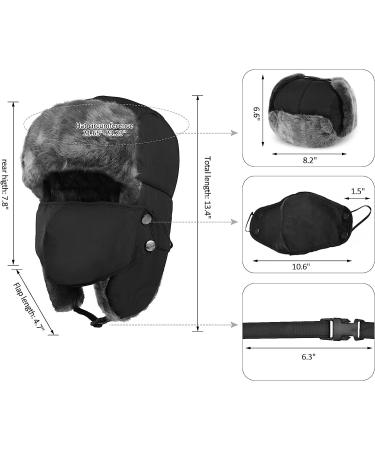 Warm Winter Trooper Trapper Hat - Thermal Fur Fleece Russian Ushanka with Ear Flap for Snow Ski and Hunting - Black Unisex One Size - Buy Online on GoSupps.com