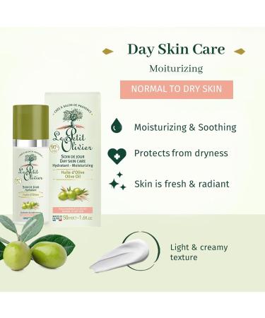 Le Petit Olivier Moisturizing Day Skin Care | Olive Oil-Enriched Soothing & Hydrating | Natural Ingredients | Silicone Free | For Normal to Dry Skin | 1.6 oz - Buy Online on GoSupps.com