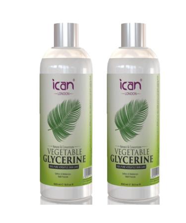 ICAN LONDON 100% Natural & Concentrated Vegetable Glycerin to Soften and Moisturize Skin (2 x 500ml)