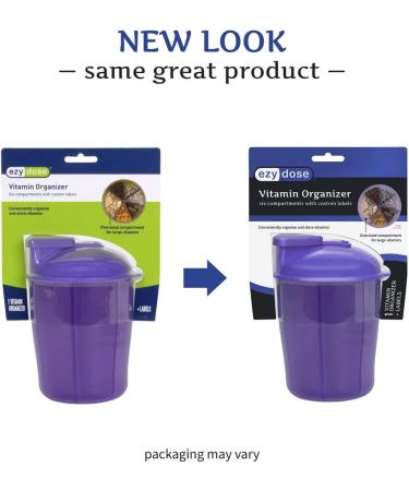 Ezy Dose Vitamin Organizer - 6 Large Compartments for Monthly Storage - 30-Day Supply - Assorted Colors - 1 Count - Buy Online on GoSupps.com