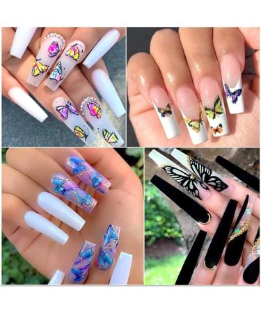 Colorful Butterfly Nail Art Stickers Self-Adhesive Tips DIY Nail Art Design Stencil Fingernail Decorations DIY Nail Art Accessories for Home Nail Salon - Buy Online on GoSupps.com