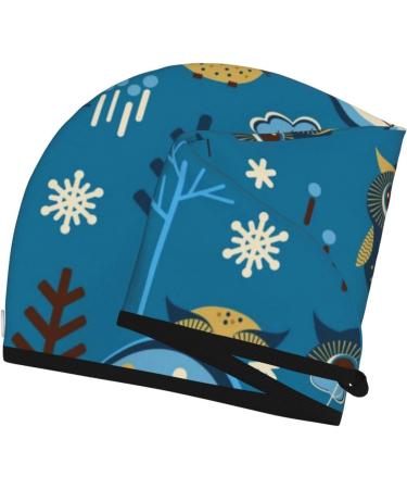 Cute Colorful Owls & Trees Microfiber Hair Towel | Super Absorbent Quick Dry Cap for Long & Curly Hair - Soft Coral Velvet Wrap for Women - Buy Online on GoSupps.com