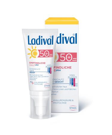 Ladival sensitive skin plus sun protection cream for the face LSF 50+ - perfume -free sunscreen without color and preservatives - waterproof 50 ml