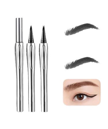 Cooklesa Eyebrow Natural Waterproof Eyebrow Pen With Microfine Tip Two-Pronged Eyebrow Pencil with Micro-fork Tip 3D Waterproof Microblading Eyebrow Pen (2 * 03) 2*03