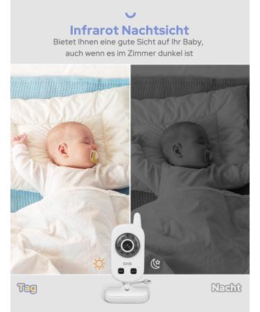 Buy GHB Baby Monitor with Camera - 2.4GHz Video Baby Monitor Night Vision Eco Mode Long Battery Life Temperature Sensor & Sleep Songs - Buy Online on GoSupps.com