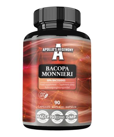 Bacopa Monnieri Extract 500mg High Strength Brahmi Extract (50% Bacosides) 90 Vegan Capsules 3 Months Supply Herbal Supplements for Enhanced Mental Clarity and Focus by Apollo's Hegemony