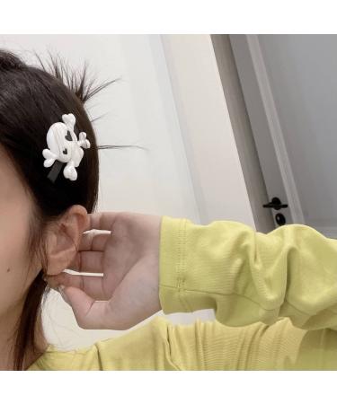 Halloween Skull Hair Clips - Skeleton Hair Barrettes Goth Hair Pins BHWH03 (White-Black) - Buy Online on GoSupps.com