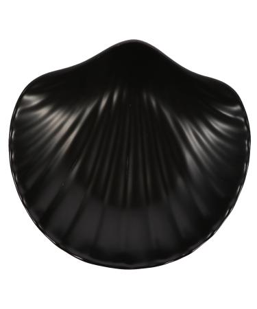 BESTonZON Salad Plate Decor for Kitchen Decoration for Living Room Shell Shaped Plate Home Decor Plate Kids Food containers White Salad Bowls Serving Bowl Ceramic Serving platters Snack Case Black 16.3X15.5X3.5CM