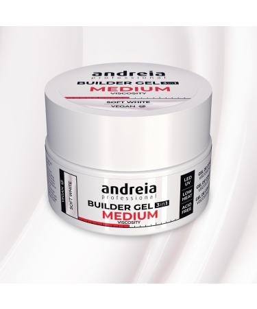 Andreia Professional Nail Gel Builder Medium Viscosity Construction - Best as Builder Gel Base and Top Coat Polish LED & UV Nail Art Kit - Soft White 22g - Buy Online on GoSupps.com