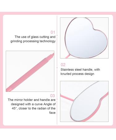 Minkissy Love Heart Lash Mirror for Eyelash Extensions | Stainless Steel Handheld Mirror for Women | Pink Lash Technician Supplies - Buy Online on GoSupps.com
