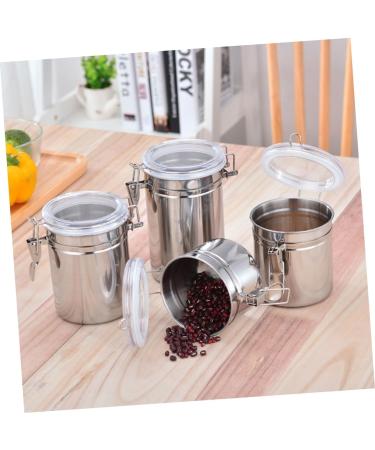 Zerodeko 4pcs Stainless Steel Freshness Container with Lid Metal Container Kitchen Pantry Organizer Travel Nuts Container Coffee Container Tea Bottle Food Container Household Storage Bottle - Buy Online on GoSupps.com