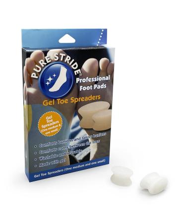 Pure Stride Gel Toe Spreaders Professional Foot Pads - Comforts Bunions and Corns Toe Separator Spacer and Spreader for Toes Pain Relief for Callus - 1 Medium 1 Small 1 Small - 1 Medium