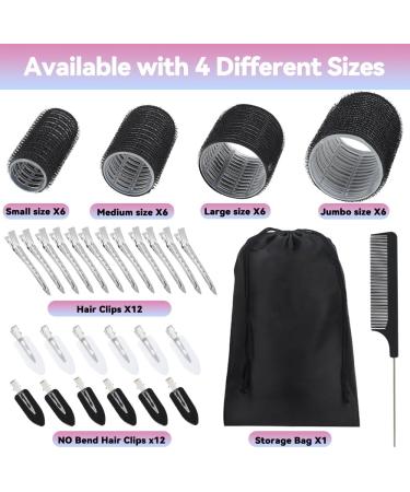 JOISHOP 50pcs Hair Rollers with Clips Jumbo Large Medium Small Velcro Rollers for Hair Volume Big Hair Curlers Rollers for Long Medium Short Hair DIY Hairdressing (Black) 50PCS-A - Buy Online on GoSupps.com