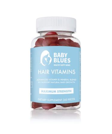 Baby Blues Postpartum Hair Loss Vitamins - Passion Fruit Gummies with Biotin, Collagen, & Folate 60 Count (Pack of 1)