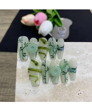 10 Piece Set of Handmade Wearable Nails Fake Nails Ballet Dance Long Press Nail Art Patches(Color:3 Size:S) - Buy Online on GoSupps.com