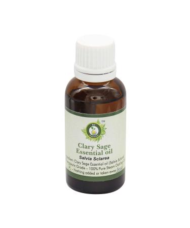 Clary Sage Essential Oil | Salvia Sclarea | Clary Sage Oil | Pure Clary Sage Oil | for Diffuser | Undiluted | 100% Pure Natural | Steam Distilled | Therapeutic Grade | 30ml | 1.01oz by R V Essential Clary Sage 1.01 Fl Oz (P