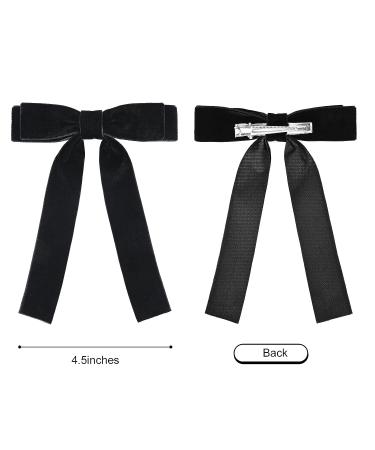 Black Velvet Bows Hair Clip Set for Kids - 2 Pack | Ribbon Accessories for Baby, Toddler, Teen Girls - Buy Online on GoSupps.com
