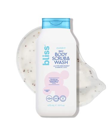 Bliss Cloud 9 Body Wash- Tropical Coconut and Pineapple scent- Formulated with Vitamins B3 C and E and Shea butter - Gentle & Hydrating for Supremely Soft Skin-16 floz.