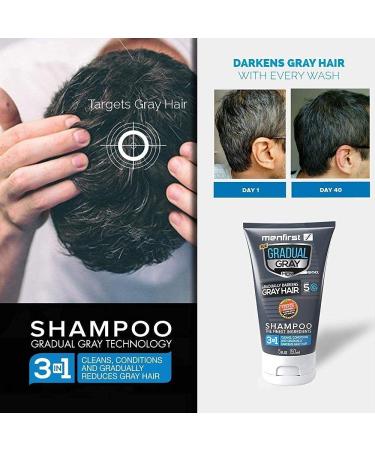 MENFIRST 3X Stronger Hair Darkening Shampoo for Men - Gradual Gray 3-in-1 | Reduce Grey Shampoo & Conditioner | Natural-Looking Results - 5 Fl Oz - Buy Online on GoSupps.com