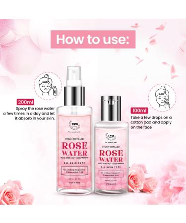 Buy TNW Distilled Rose Water (200 ml) - Pure & Natural | International Shipping Available - Buy Online on GoSupps.com