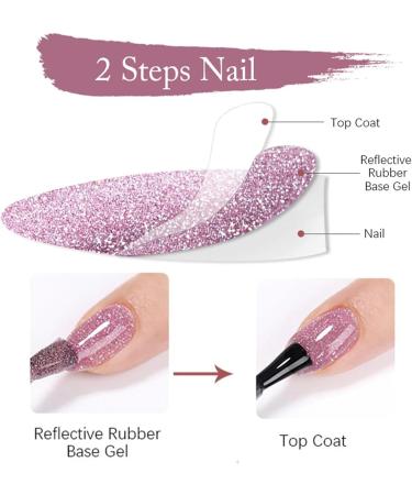 Glitter Nail Polish - Quick Dry Nail Varnish - Rose Gold Shimmering Metal Holographic Nail Paint - Color Pink Champagne Nail Polish No Need Cure 7 Days Lasting Glitter Pink - Buy Online on GoSupps.com