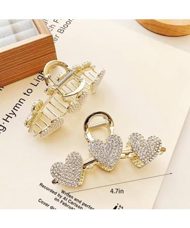 KuuGuu 2 PCS Heart Hair Claw with Pearls - Large Metal Hair Clip for Thick Hair - Buy Online on GoSupps.com