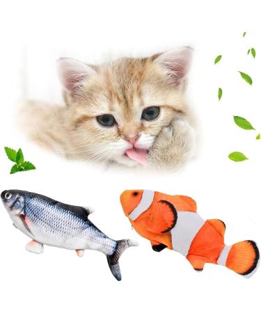 BangShou 2 Pieces Electric Moving Fish Cat Toy with Catnip - Interactive Realistic Flapping Wagging Fish for Kitten - Buy Online on GoSupps.com