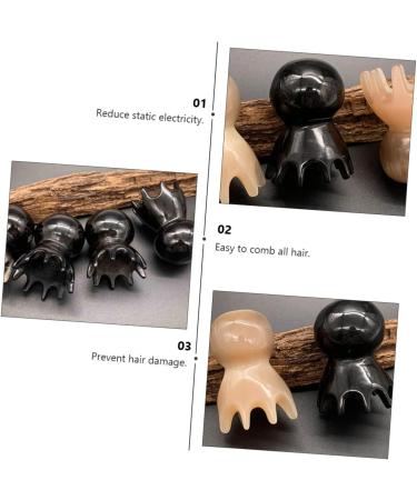 SESESFOUFU 1STK OCTOPUS Massage Comb - Natural Yak Horn Handicraft Tool for Scalp & Hair Care | Portable Massage Comb - Buy Online on GoSupps.com