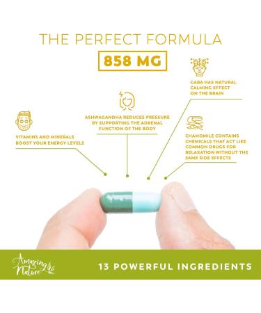 Calm Supplements with Ashwagandha - Relaxation Pills with St. John's Wort, 5HTP, GABA - 60 Capsules - Buy Online on GoSupps.com