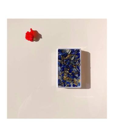 Lentil storage container contact lens container mini box container 2 double boxes Cobblestone DIY contact lens container with mirror beauty lens container contact lens-storage box gift dark blue