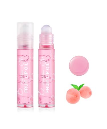 Fujiuia Clear Lip Gloss Natural Fresh Fruit-Flavored Lip Glaze Transparent Long Lasting Moisturizing Glossy Roll-on Lip Oil Lipstick J01-Peach 0.10 Fl Oz (Pack of 1)