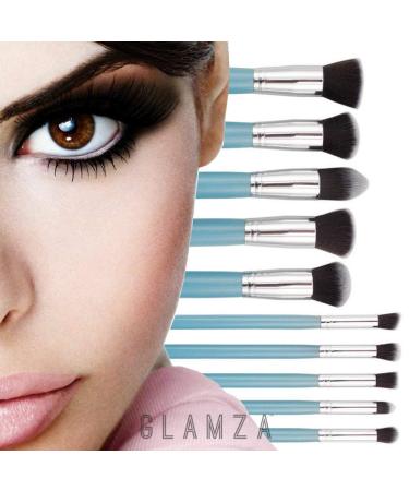 Glamza 10-Piece Blue Makeup Brush Set - Professional Quality for Flawless Makeup Application - International Shipping Available - Buy Online on GoSupps.com