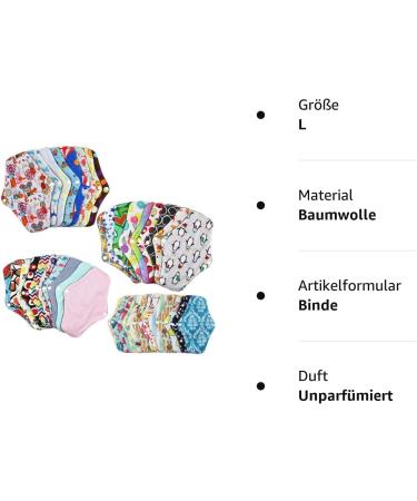 Reusable Menstruation Cloth Pads - Soft Absorbent Women's Hygiene Towels | 10 & 20 Pack Random Colors - Buy Online on GoSupps.com
