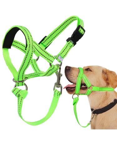 Dog handlebars with soft upholstery hard -wearing halter for medium -sized and large dogs including training instructions (L (17.8 cm - 35.6 cm) green nylon/black padding) L green green