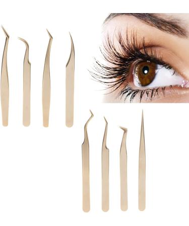 Buy Eyeline Tweezers Set - Stainless Steel Eyelash Extension Tweezers (8PC) for Professional 3D Volume Extensions - Perfect for False Lashes - International Shipping Available - Buy Online on GoSupps.com