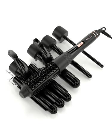 5 in 1 Hair Waver Curling Iron Wand,MAXT 3 Barrel Curling Iron Set for Long Short Soft Hard Hair, 30s Heat-up 5 Ceramic Hair Wand Curling Iron (0.3-1.25) with 2 Temps(Black)