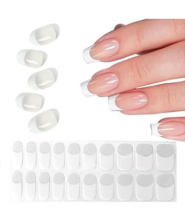 Hebterrka Set of 20 semi-cured gel nail strips for French manicures easy to use and remove