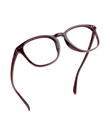 LifeArt Blue Light Blocking Glasses Anti Eyestrain Computer Reading Glasses Gaming Glasses TV Glasses for Women Men Anti Glare (Darkred No Magnification)
