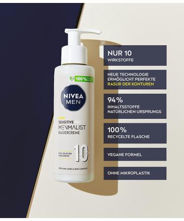 Nivea Men Sensitive Shaving Cream 200ml | Mild Formula with 10 Ingredients | Transparent Gel for All Beard Types - Buy Online on GoSupps.com