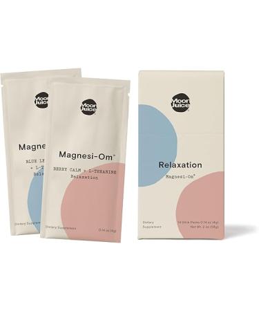Moon Juice Magnesi Om Support Brain Health Magnesium Powder L Theanine 100% Traceable Vegan Non GMO 14 Servings - Berry & Blue Lemon - 0.14 Oz