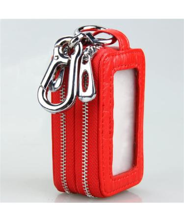 Universal Transparent Window Car Key Case Leather Multifunction Car Key Case Double Zipper Key Case (Color : B Size : 9 * 5.3 * 4cm) (A 9 * 5.3 * 4cm) A 9*5.3*4cm