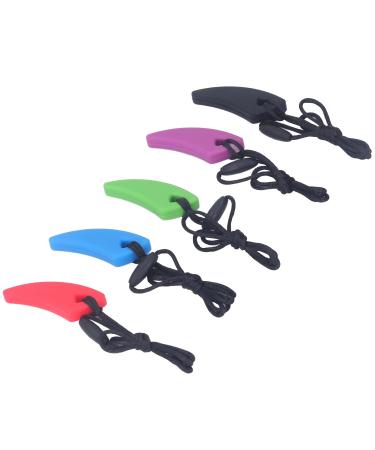 Multicolored Tough Tooth-Shaped Silicone Necklace for Oral Motor Skills & Fear Relief - 5 Heat-Resistant Sensory Chewing Chains for PDD - Buy Online on GoSupps.com