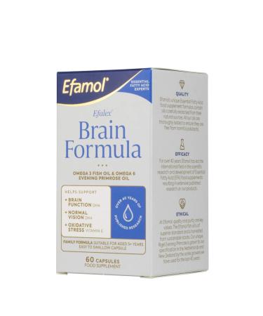 Efamol Efalex Brain Formula - 60 Easy to Swallow Capsules - Omega 3 DHA + EPA & Omega 6 GLA + AA- Family Formula Suitable From 5+